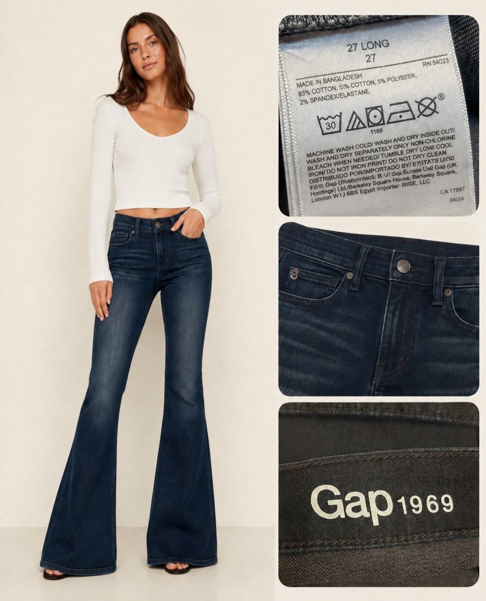 Retro Gap 1969 Flare Authentic Women's Jeans Sz 27 Dark wash Indigo Indie Sleaze